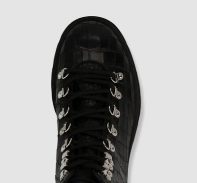Pre-owned Giuseppe Zanotti $1150  Men's Black Croc Print Lace-up Boot Shoe Size Eu 41/us 8