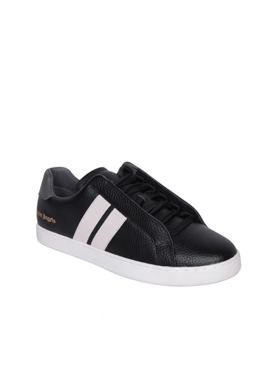Shop Palm Angels Black Leather Sneakers