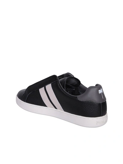Shop Palm Angels Black Leather Sneakers