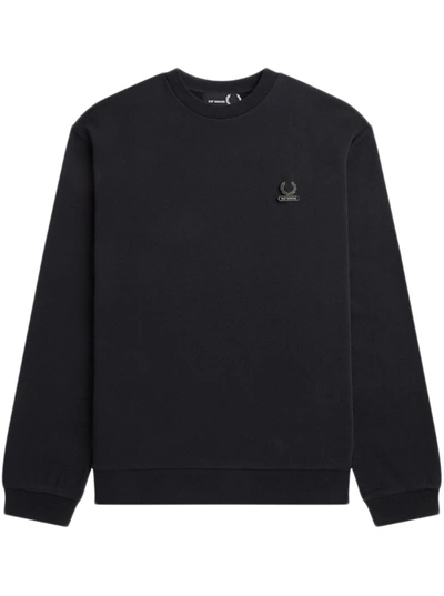 Shop Raf Simons Logo Embroidered Crewneck Sweatshirt In Black