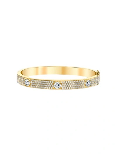 Shop Anita Ko Pave Oval Bracelet With Three Round Diamonds In Not Applicable