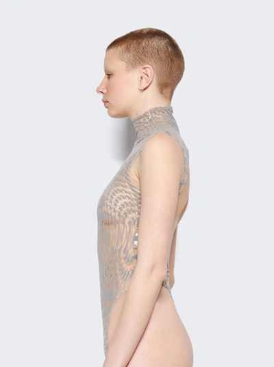Shop Mugler Star Print Bodysuit In Grey