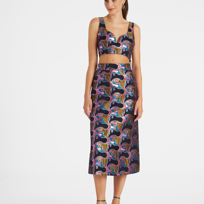 La Doublej Baia Crop Top In Spritz Blue Petrol