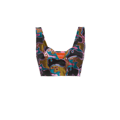 La Doublej Baia Crop Top In Spritz Blue Petrol