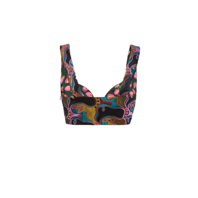 La Doublej Baia Crop Top In Spritz Blue Petrol