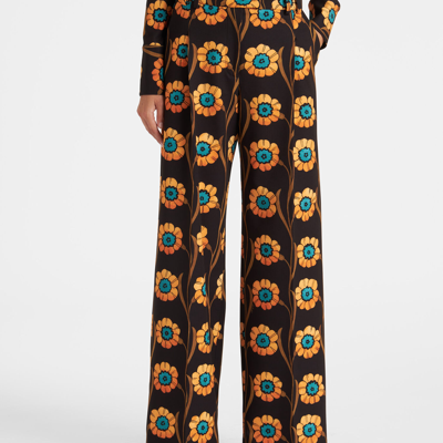 La Doublej La Comasca Floral-print Trousers In Daisychain Black