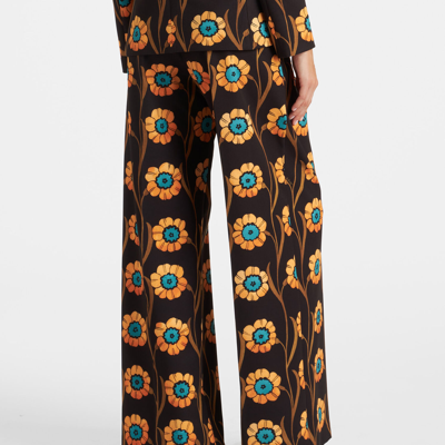 La Doublej La Comasca Floral-print Trousers In Daisychain Black