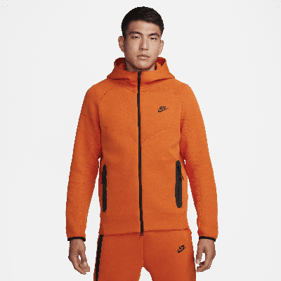 Shop Nike Men's  Sportswear Tech Fleece Windrunner Full-zip Hoodie In Orange