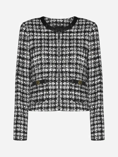 Shop Alice And Olivia Donita Tweed Jacket In Black,off White