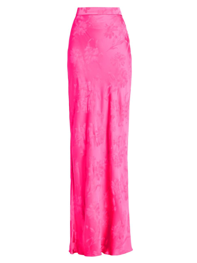 Shop Alejandra Alonso Rojas Women's Silk Jacquard Maxi Skirt In Fuchsia
