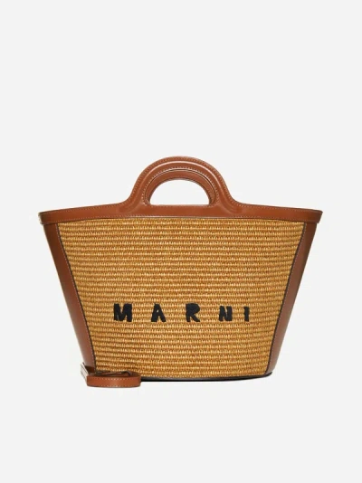 Shop Marni Tropicalia Raffia Small Bag In Tan