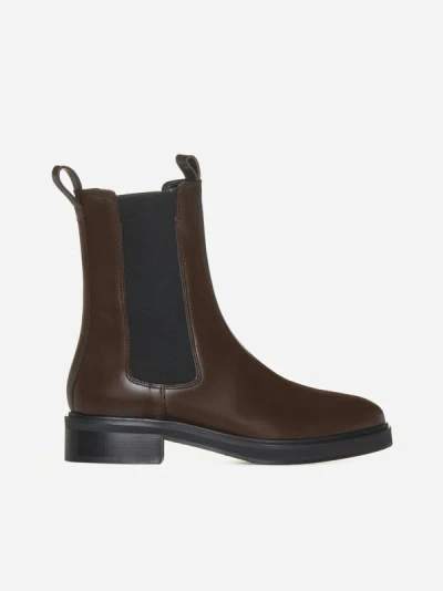 Shop Aeyde Jack Leather Chelsea Boots In Moka