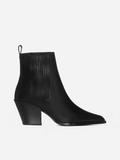 Shop Aeyde Kate Leather Ankle Boots In Black