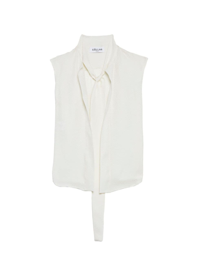 Shop Callas Milano Women's Vivienne Necktie Sleeveless Blouse In White