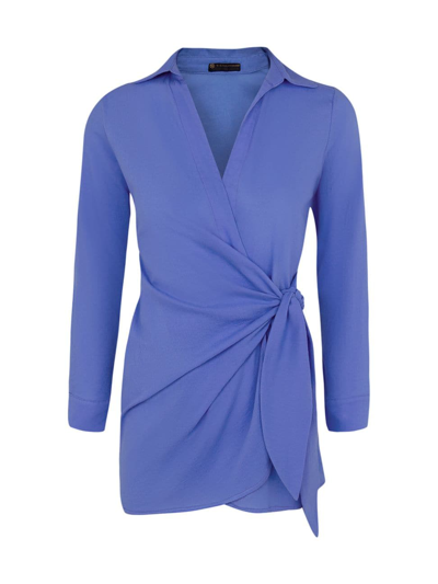 Shop Vix By Paula Hermanny Women's Lia Long-sleeve Short Cover-up In Blue