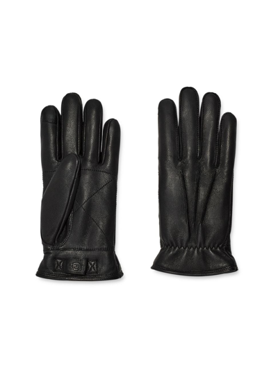 Shop Ugg Men's M 3-point Leather Gloves In Black