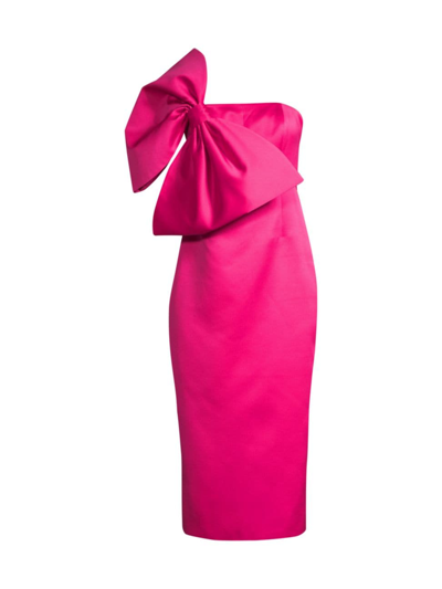 Shop Toccin Women's Strapless Bow Midi-dress In Hot Pink