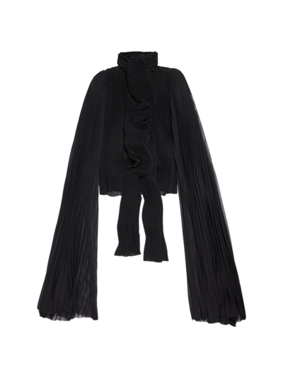 Shop Balenciaga Women's Scarf Pleated Blouse In Black