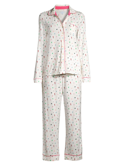 Shop Vineyard Vines Women's Holiday 2-piece Pajama Set In White Multi
