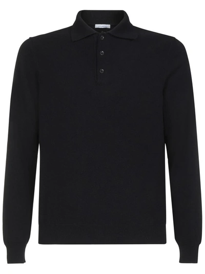 Shop Malo Black Three-button Polo Shirt