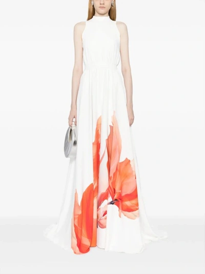Shop Saiid Kobeisy Floral-print Sleeveless Gown In White