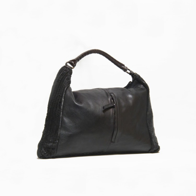 Shop Reptile's House Shoulder Bag In Soft Faded Black Leather