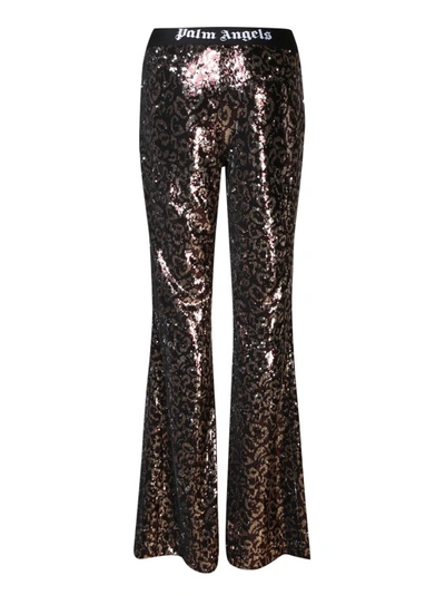 Shop Palm Angels Flared Disco-spirited Trousers In Black
