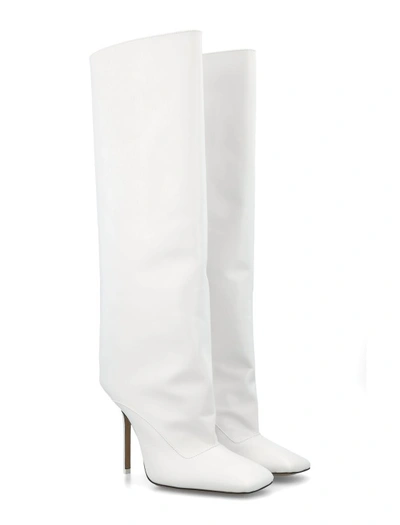 Shop Attico Sienna Leather Boot 105 In White