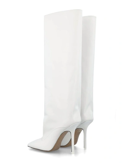 Shop Attico Sienna Leather Boot 105 In White