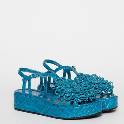 Shop Pons Quintana Sandal In Royal Blue Woven Leather