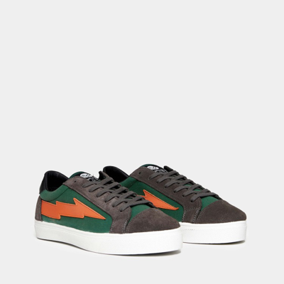 Shop Sanyako Sneaker In Green Cotton And Suede With Box Sole