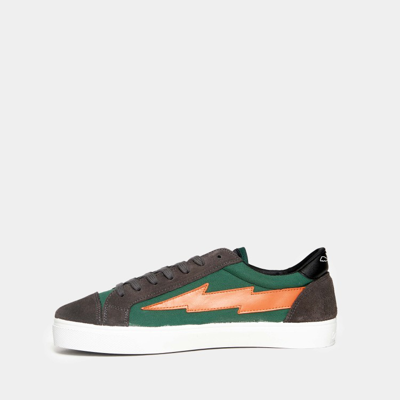 Shop Sanyako Sneaker In Green Cotton And Suede With Box Sole