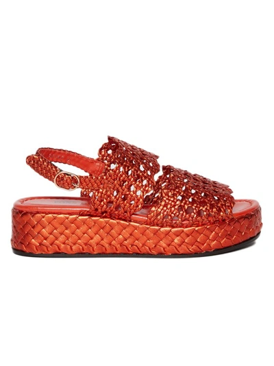 Shop Pons Quintana Orange Woven Leather Sandal
