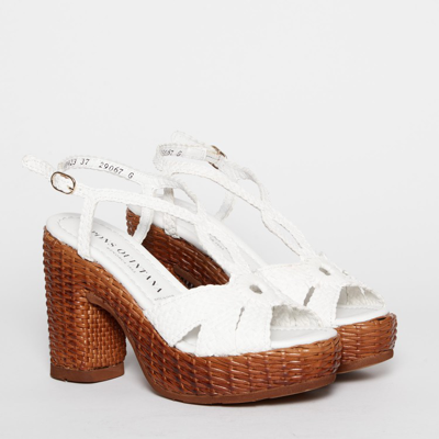 Shop Pons Quintana Sandal In Cream Woven Leather In White