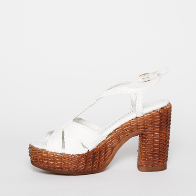 Shop Pons Quintana Sandal In Cream Woven Leather In White