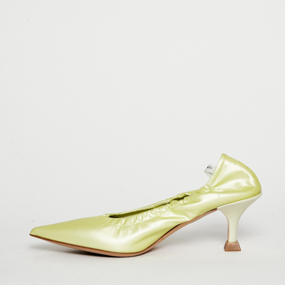 Shop Premiata Frida Dcollet In Lime Pearly Leather In Yellow