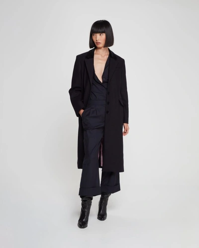 Shop Serena Bute Oversized Wool Cashmere Coat - Navy In Black
