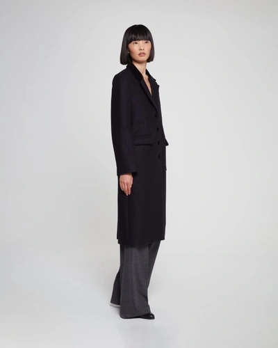 Shop Serena Bute Oversized Wool Cashmere Coat - Navy In Black