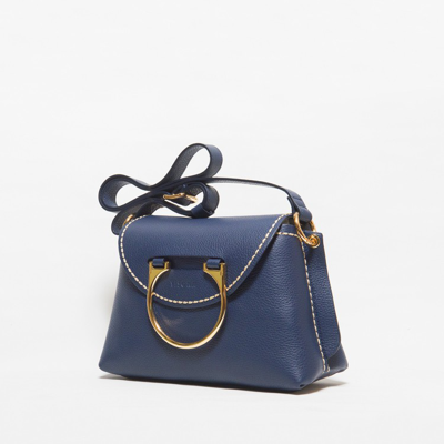 Shop Plinio Visona' Shoulder Bag With Flap And Blue Clasp