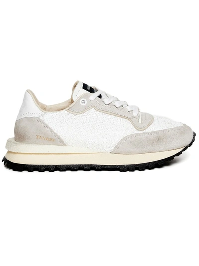 Shop Hidnander Tenkei Sneakers In White Suede And Sequins