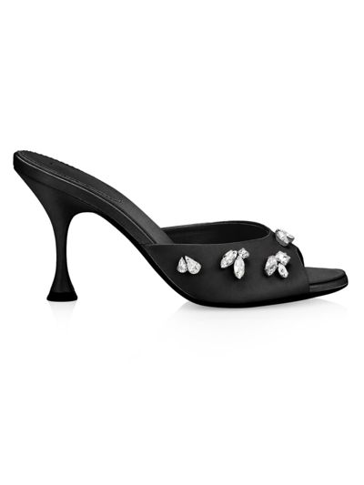 Shop Christian Louboutin Women's Degraqueen 85mm Crystal-embellished Silk Sandal In Black