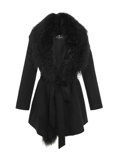 Shop Gorski Women's Wool & Cashmere Jacket With Mongolian Lamb Trim In Black