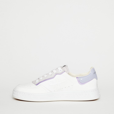Shop Premiata Quinnd Sneakers In White And Lilac Leather