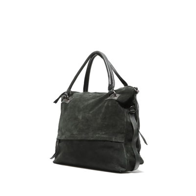 Shop Reptile's House Two-handled Bag In Bottle Green Nappa And Suede