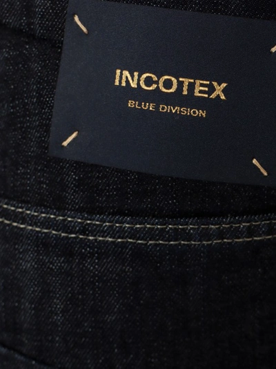 Shop Incotex Stretch Cotton Jeans With Back Logo Patch In Black