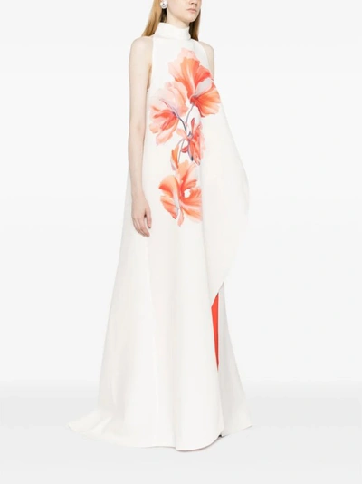 Shop Saiid Kobeisy Asymmetric Floral-print Maxi Dress In White
