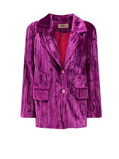 Shop Sleep No More Cloqué Velvet Pajamas Blazer In Purple