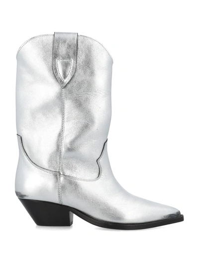 Shop Isabel Marant Duerto Metallic Ankle Boots In Silver