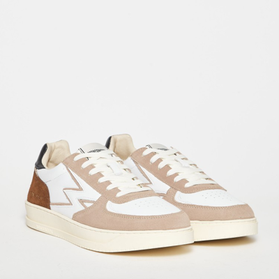 Shop Moaconcept White/beige Leather Sneakers