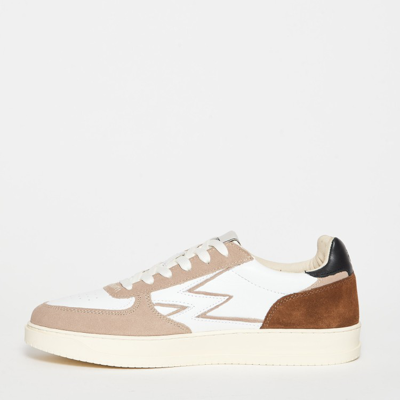 Shop Moaconcept White/beige Leather Sneakers